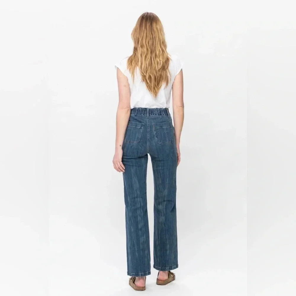 Judy Blue High Waist Vintage Elastic Waist Straight Leg Jean 3/26 - Picture 3 of 14